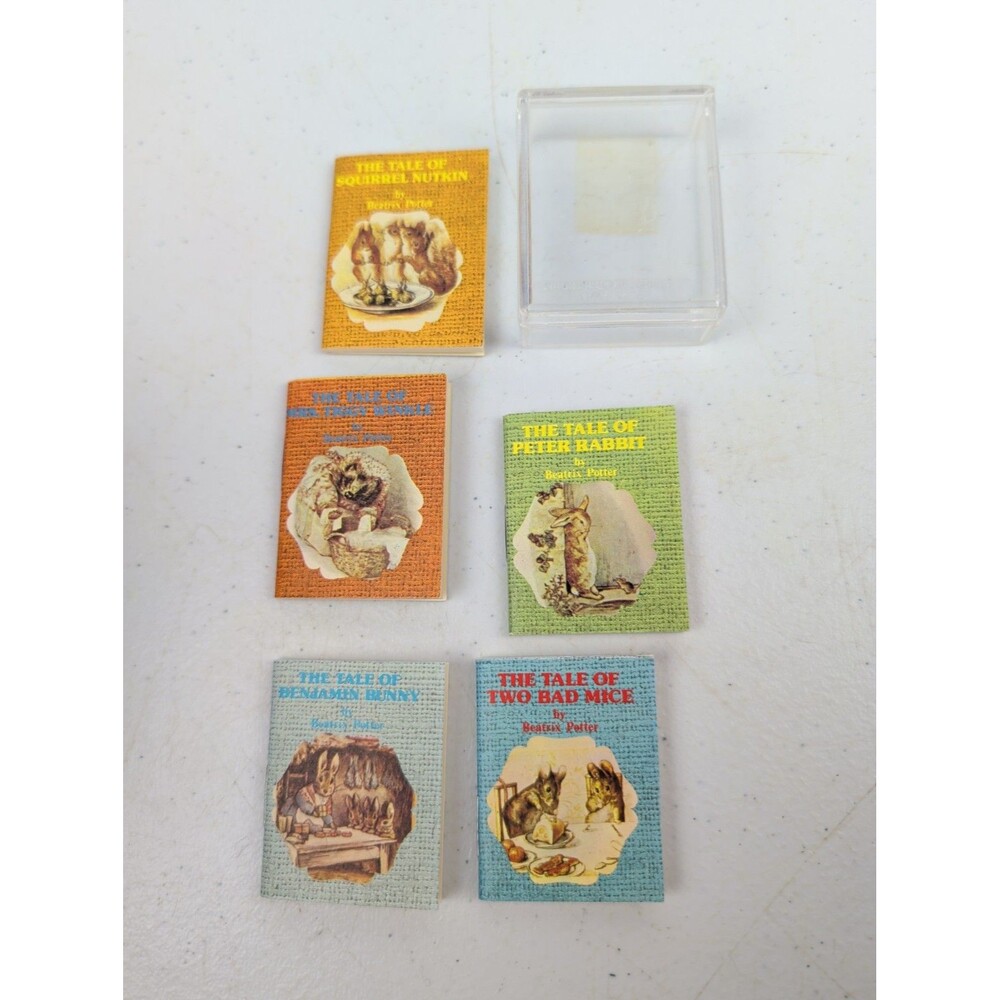 Beatrix Potter Miniature Story Books in Original Acrylic Case - Set of 5 - 1984